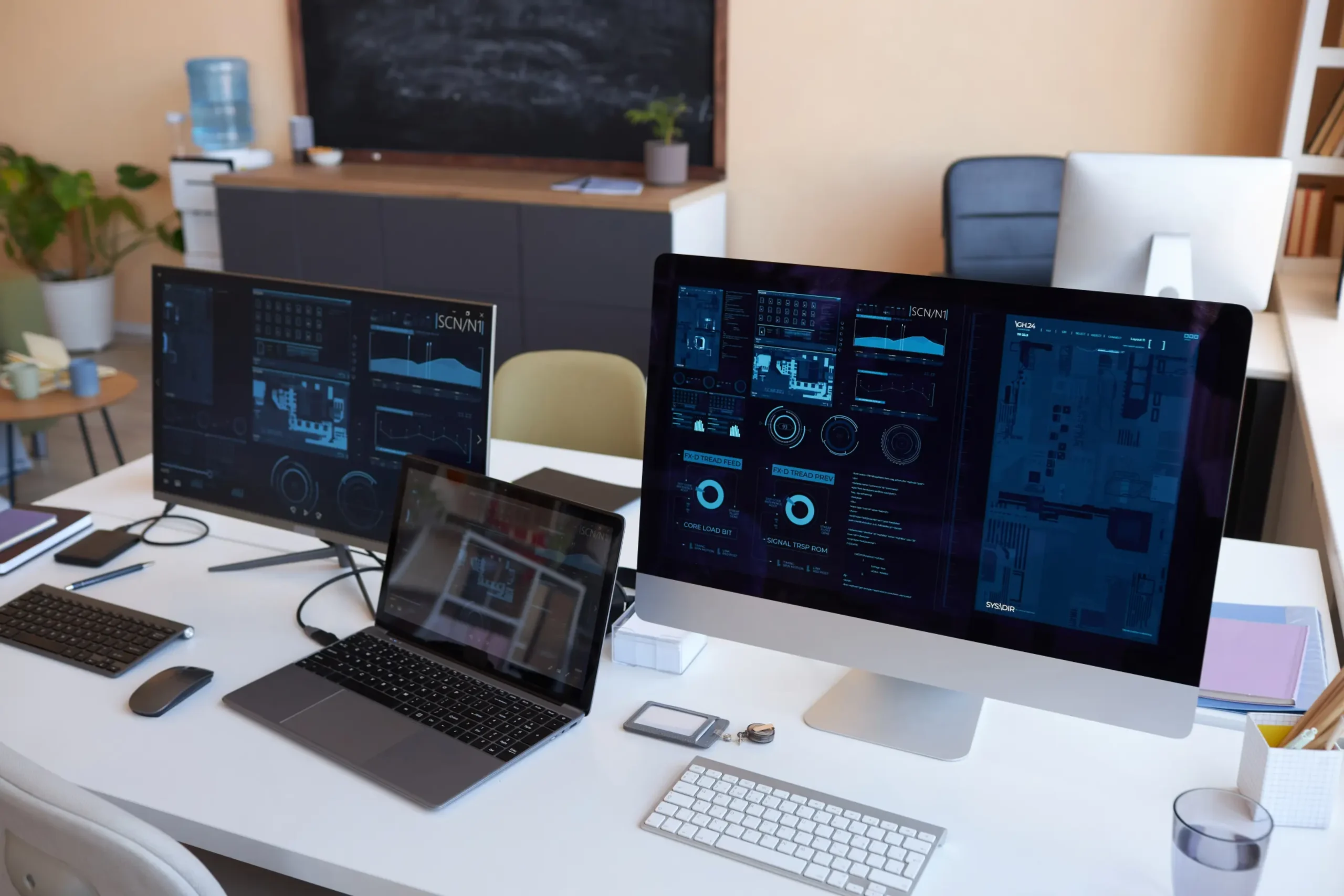 cybersecurity computers stock photo