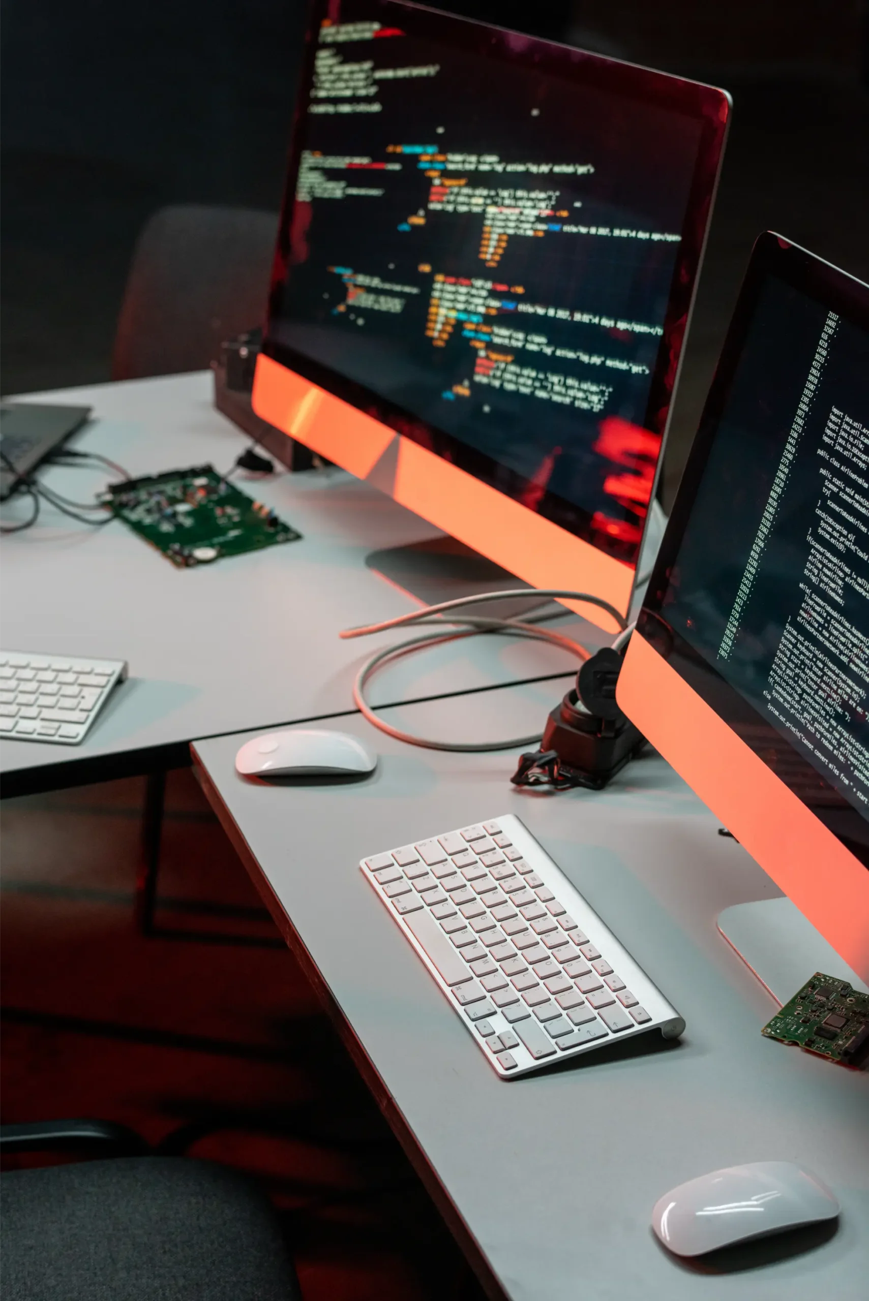 two computer monitors cybersecurity